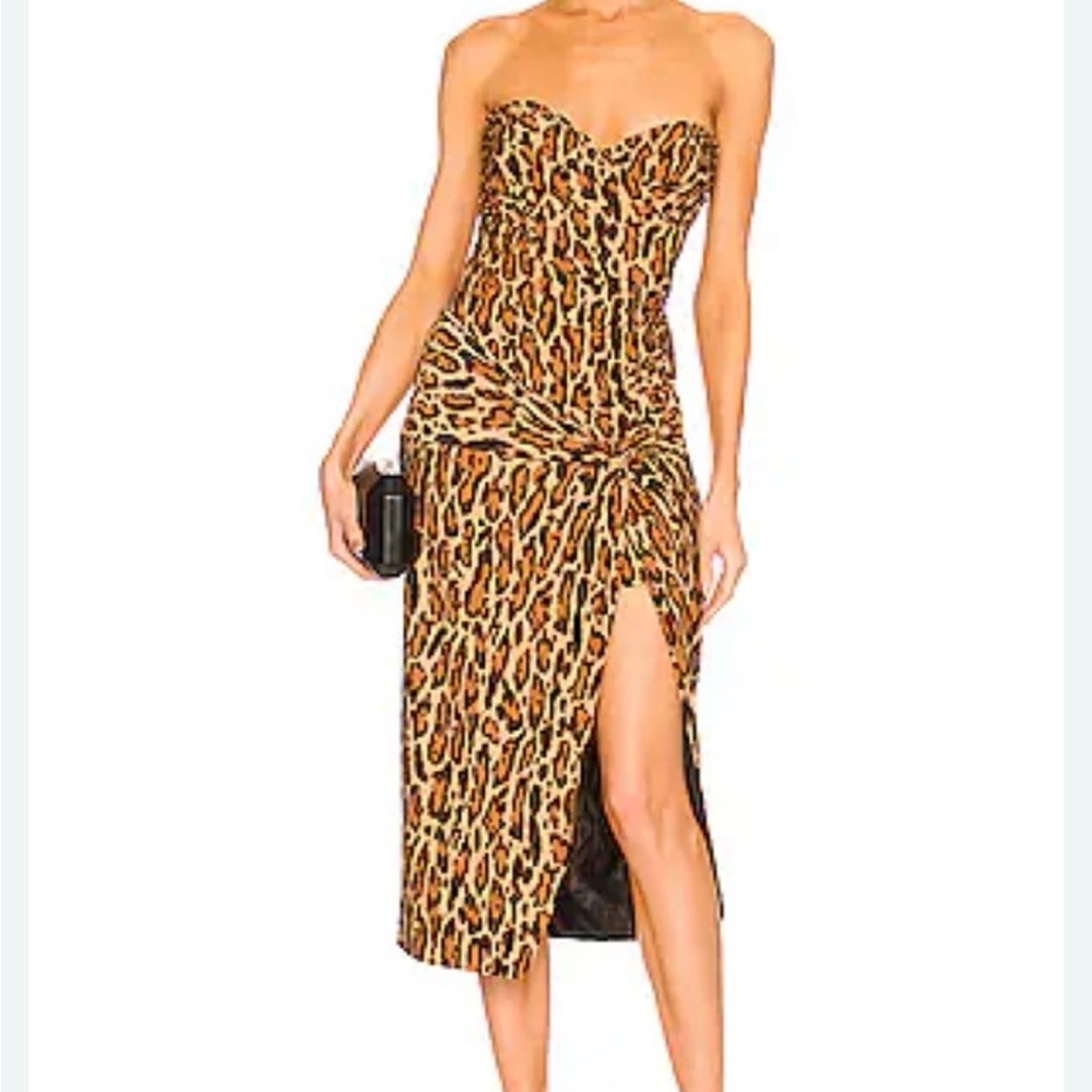NBD Strapless Leopard Print Dress